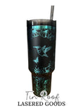Load image into Gallery viewer, Hummingbird with Wildflowers and Butterflies Engraved Tumbler