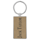 Leatherette & Metal Rectangle Keychain