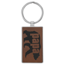 Leatherette & Metal Rectangle Keychain