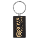 Leatherette & Metal Rectangle Keychain