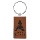 Leatherette & Metal Rectangle Keychain