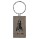 Leatherette & Metal Rectangle Keychain