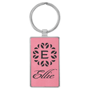 Leatherette & Metal Rectangle Keychain