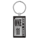 Leatherette & Metal Rectangle Keychain