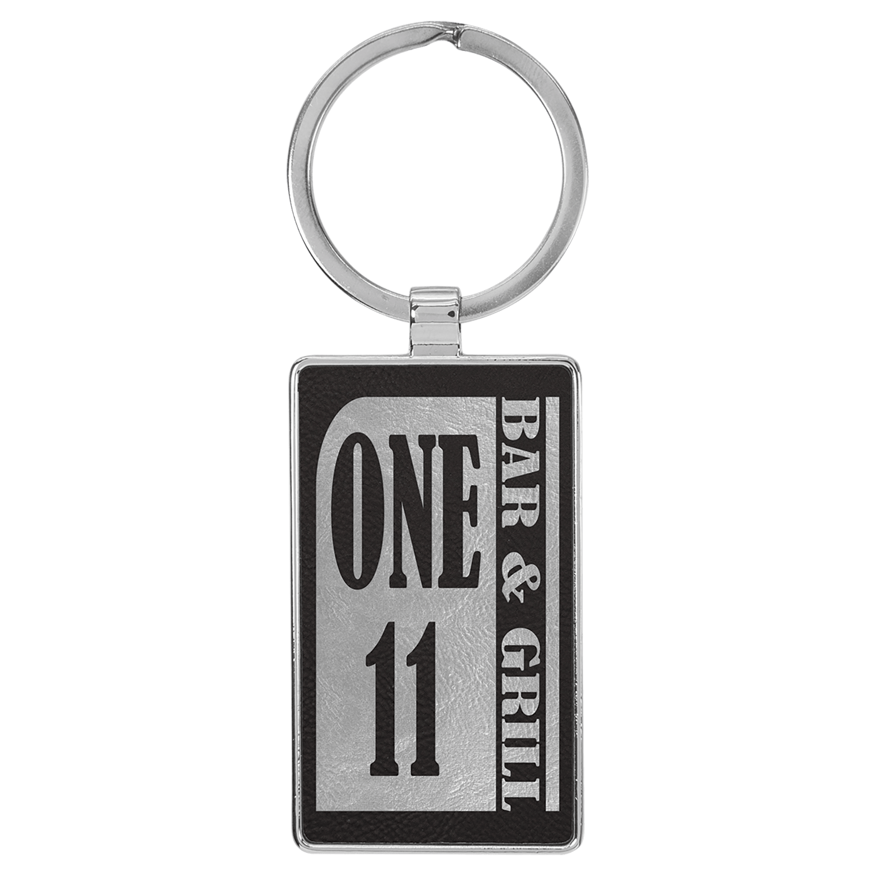 Leatherette & Metal Rectangle Keychain