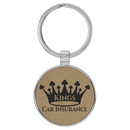 Leatherette & Metal Round Keychain