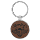 Leatherette & Metal Round Keychain