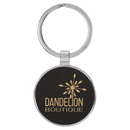 Leatherette & Metal Round Keychain