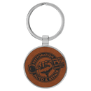 Leatherette & Metal Round Keychain