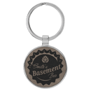 Leatherette & Metal Round Keychain