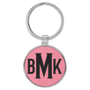 Leatherette & Metal Round Keychain