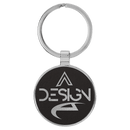 Leatherette & Metal Round Keychain