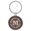 Leatherette & Metal Round Keychain