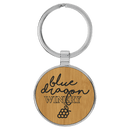 Leatherette & Metal Round Keychain