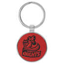 Leatherette & Metal Round Keychain