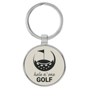 Leatherette & Metal Round Keychain