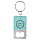 Leatherette Rectangle Bottle Opener Keychain