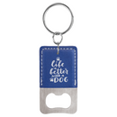 Leatherette Rectangle Bottle Opener Keychain