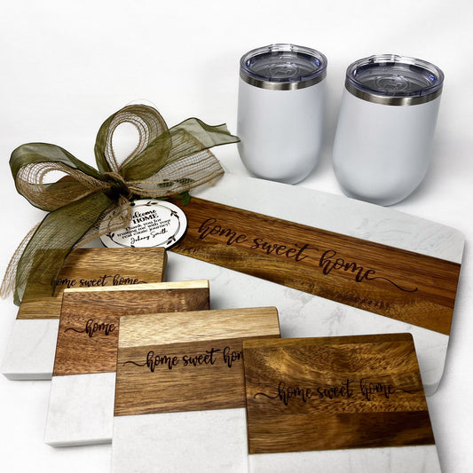 Marble & Acacia Wood with Handle Gift Set