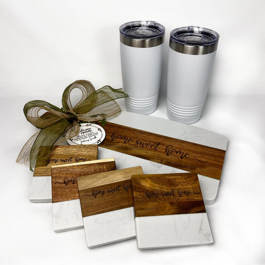 Marble & Acacia Wood with Handle Gift Set