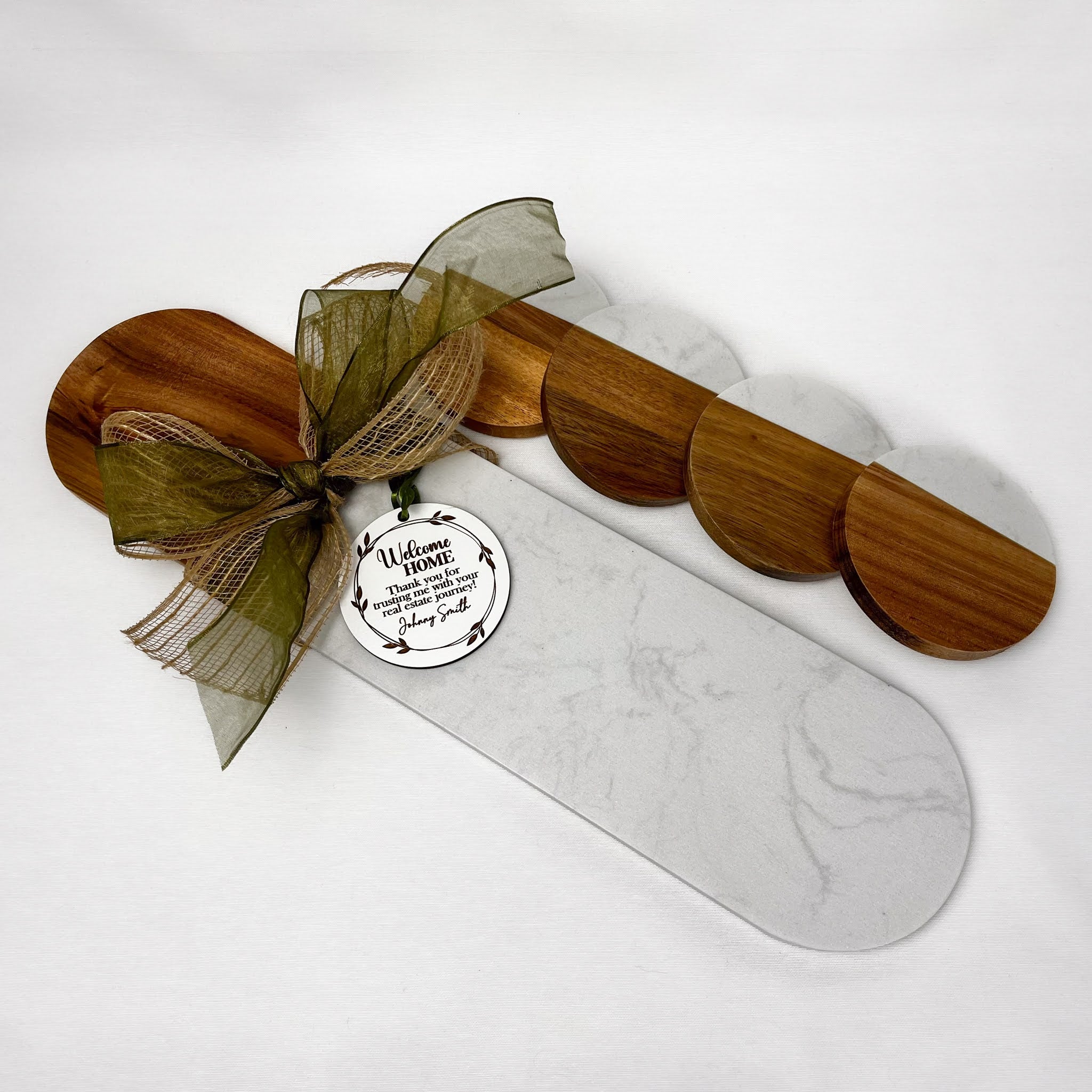 Elongated Acacia & Marble Gift Set