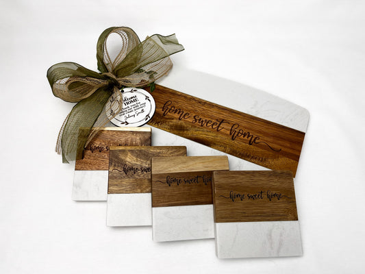 Marble & Acacia Wood with Handle Gift Set