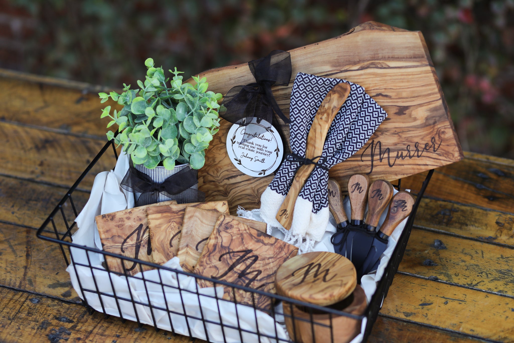 Deluxe Olive Wood Live Edge Gift Set