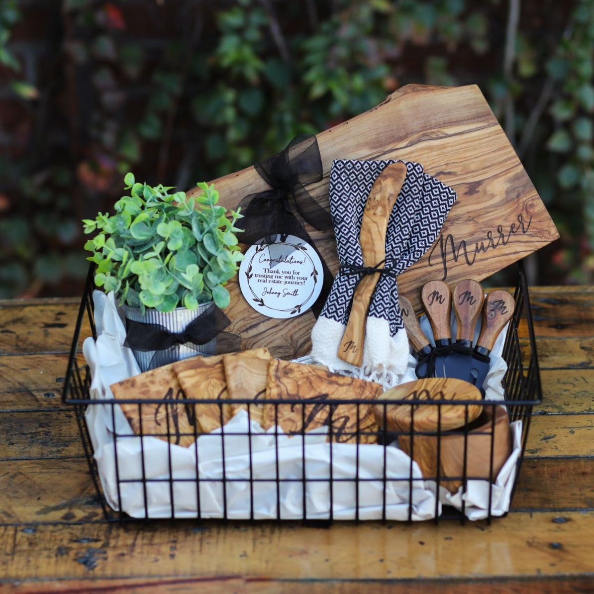 Deluxe Olive Wood Live Edge Gift Set