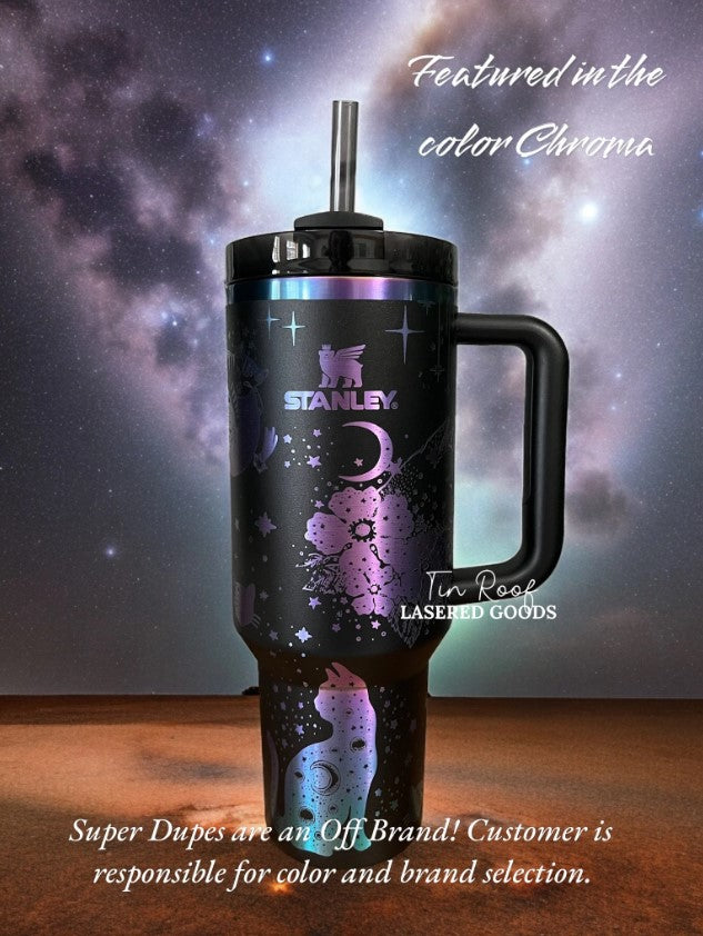 Celestial Cat Engraved Tumbler