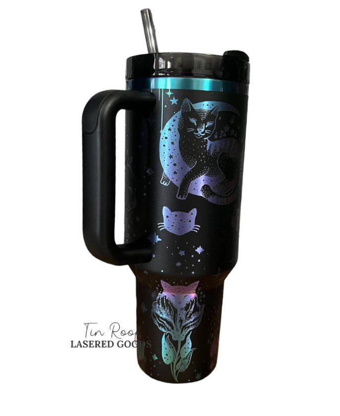 Celestial Cat Engraved Tumbler