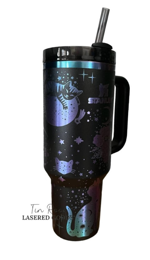 Celestial Cat Engraved Tumbler