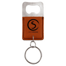 Leatherette Rectangle Bottle Opener Keychain
