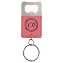 Leatherette Rectangle Bottle Opener Keychain