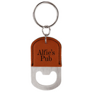 Leatherette Rounded Bottle Opener Keychain