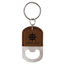 Leatherette Rounded Bottle Opener Keychain