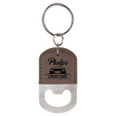 Leatherette Rounded Bottle Opener Keychain